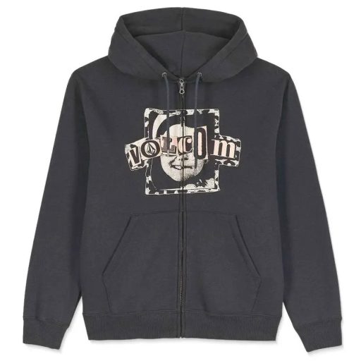 Volcom Single Stone Zip Fleece kapucnis pulóver antique black