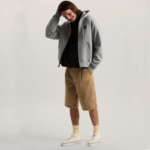 Vans Stretch Logo full zip pulóver cement heather