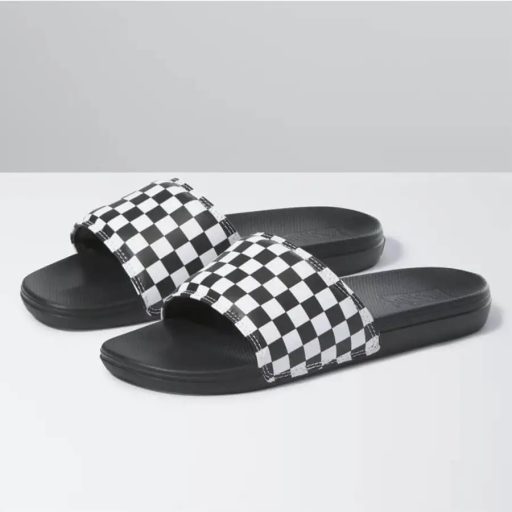 Vans La Costa Checkerboard Slide On papucs white black