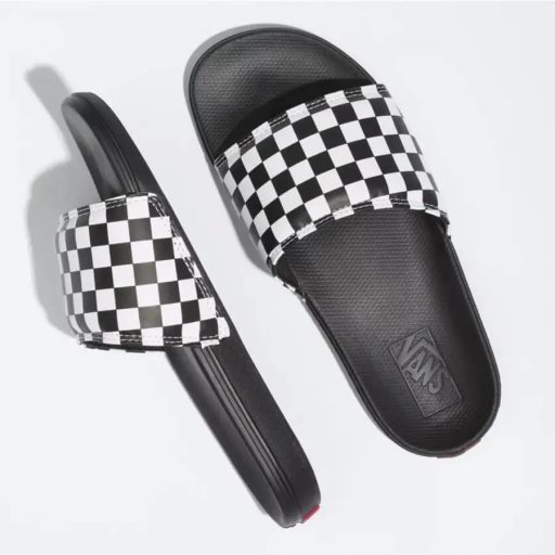Vans La Costa Checkerboard Slide On papucs white black